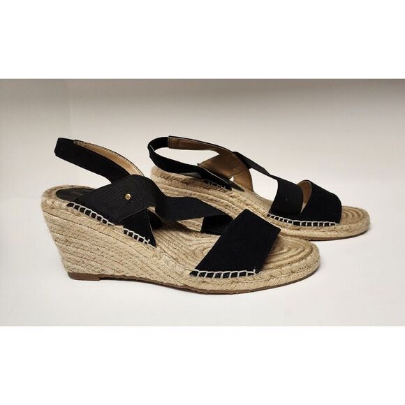 Adrienne Vittadini Women's Black AV-Crete Espadrille Wedge Sandal Size 10M - Picture 2 of 7